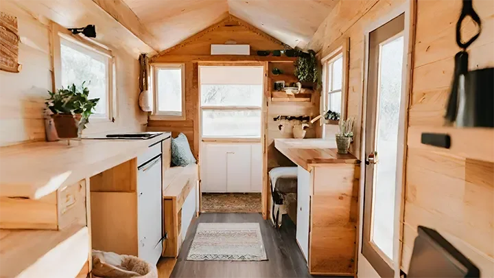 Tiny house with a composting toilet in it