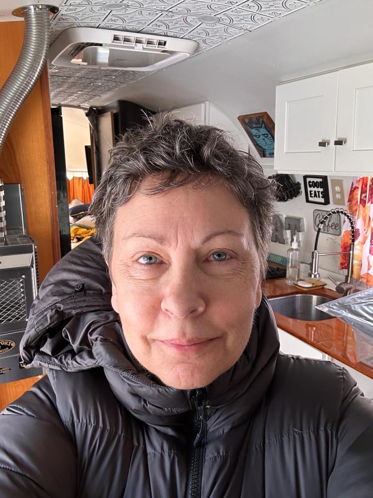 Crystal McCullough in her vintage airstream argosy