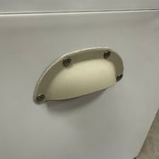 Installed Leather scallop shaped handle