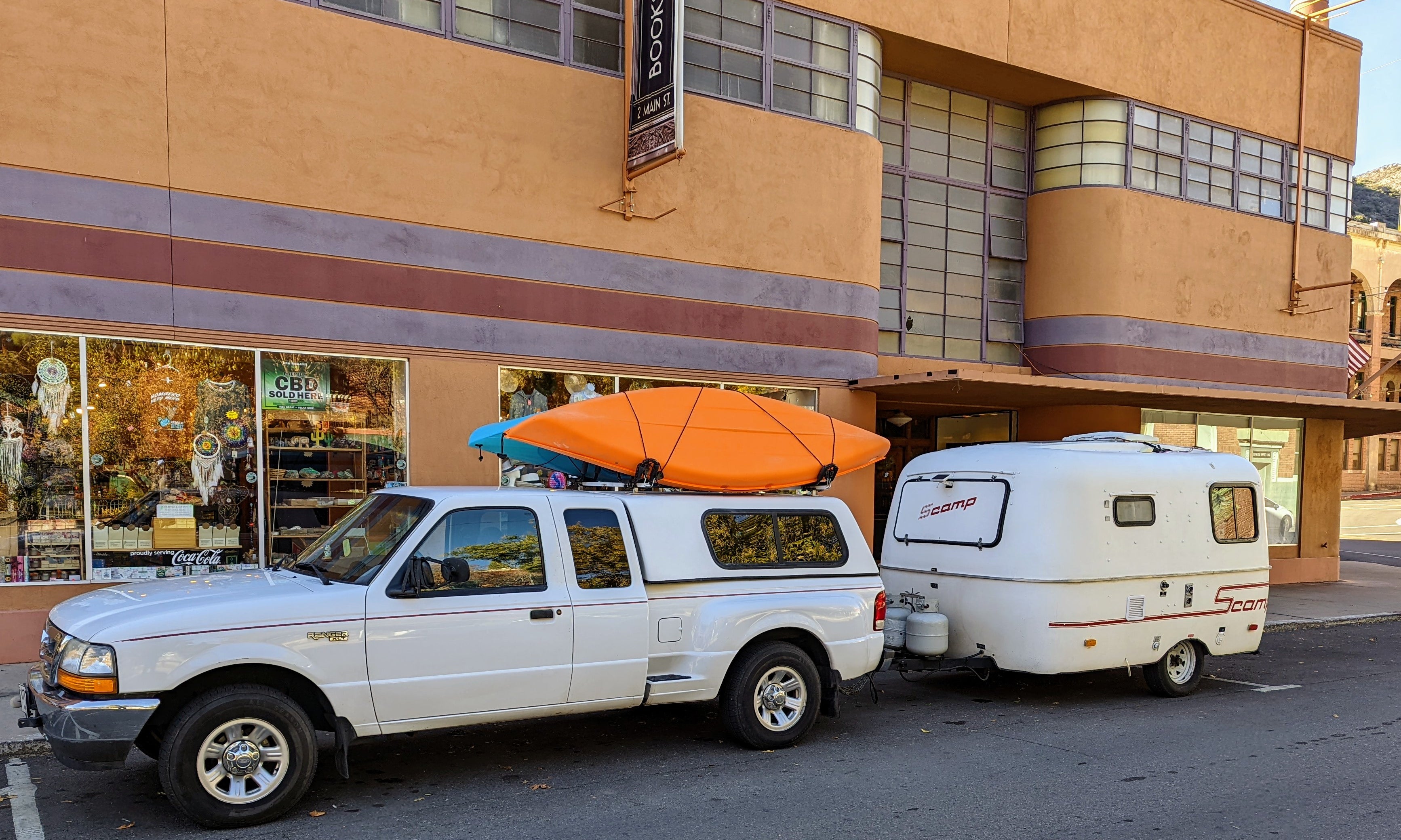 Christian's Scamp Camper being toed by truck