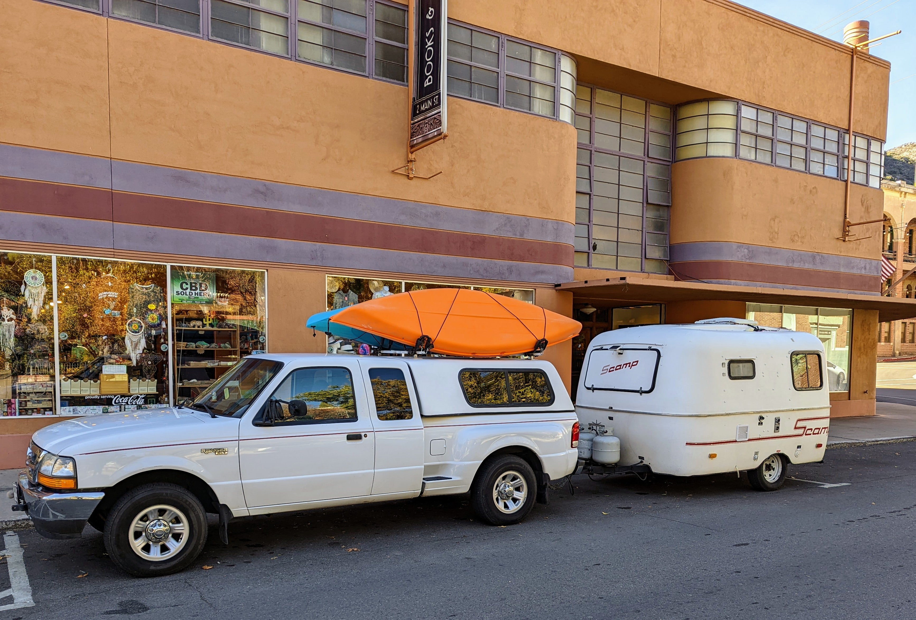 Christian's Scamp Camper being toed by truck