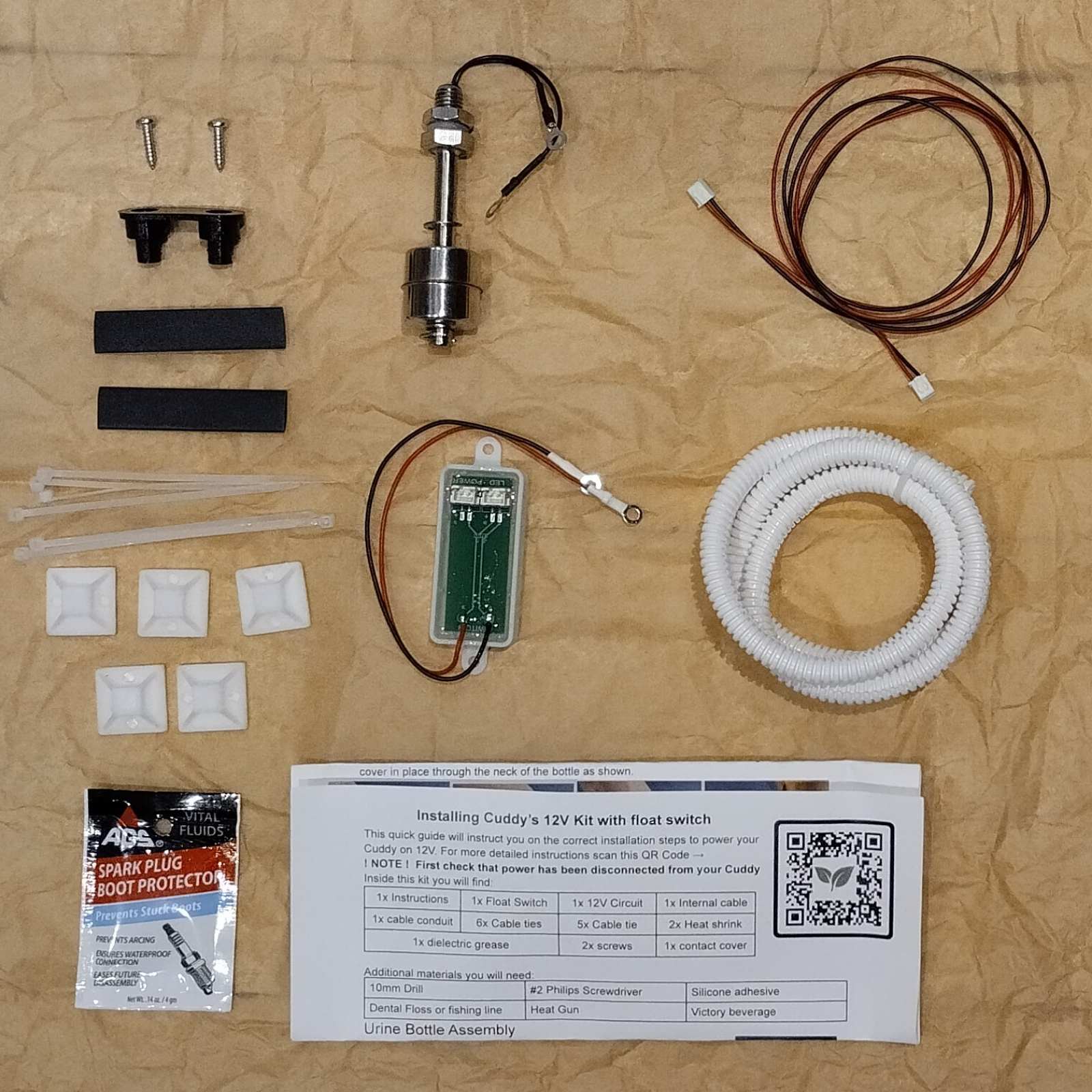 the items in the 12v kit for Cuddy composting toilet