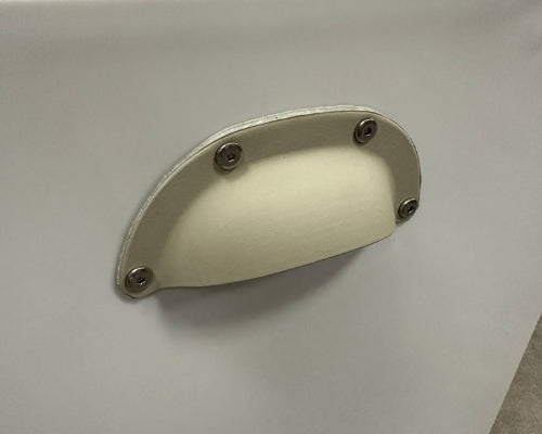 Installed Leather scallop shaped handle