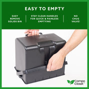 How to easily empty the Cuddy composting toilet solids bin with no-mess handles.